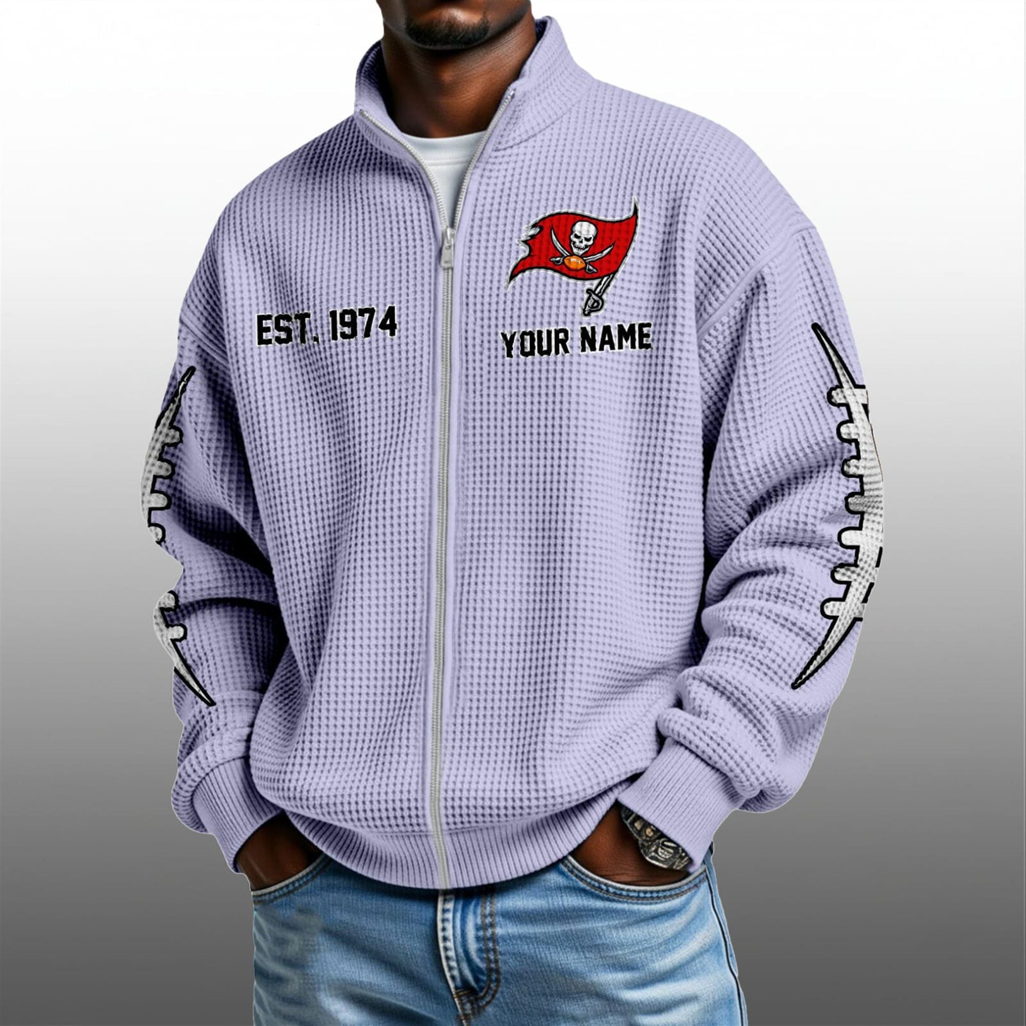 Tb Buccaneers EST 1974 Quarter Zip Waffle Sweatshirt Tb Buccaneers EST 1974 Quarter Zip Waffle Sweatshirt
