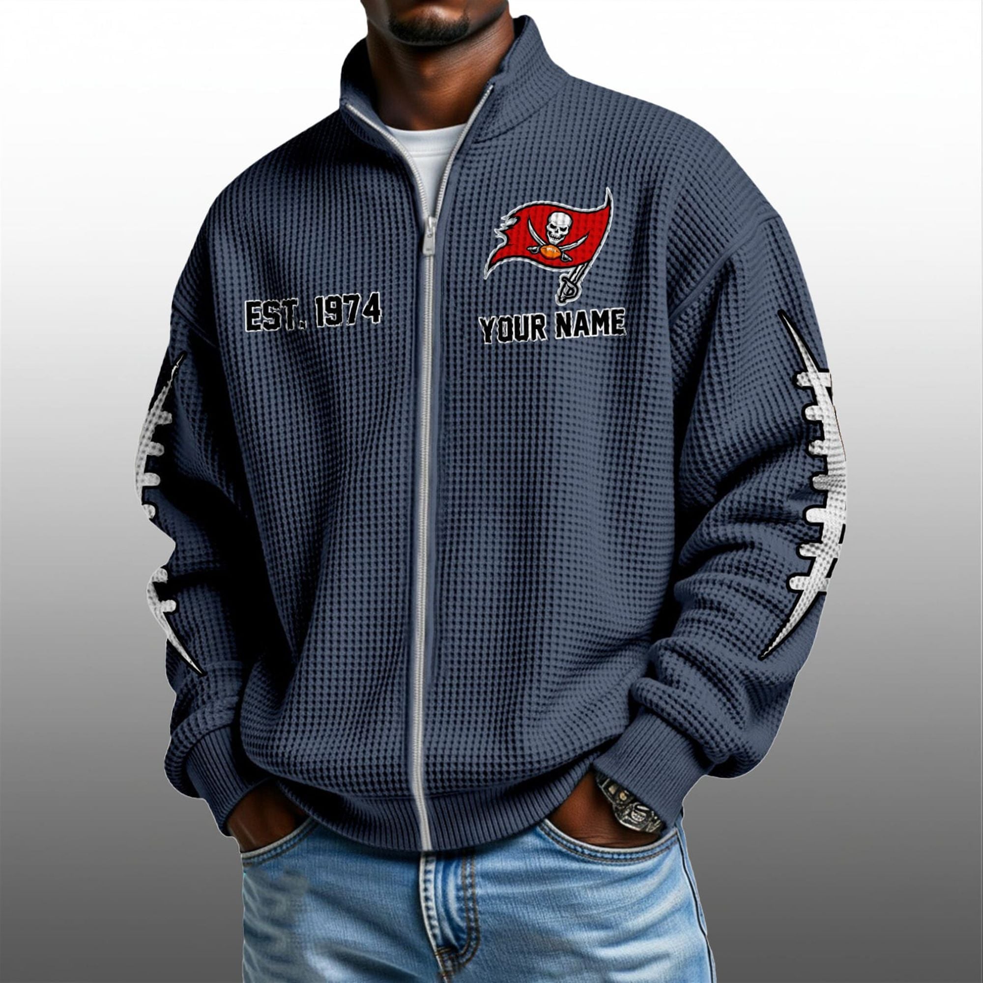 Tb Buccaneers EST 1974 Quarter Zip Waffle Sweatshirt 2 Tb Buccaneers EST 1974 Quarter Zip Waffe Sweatshirt 2