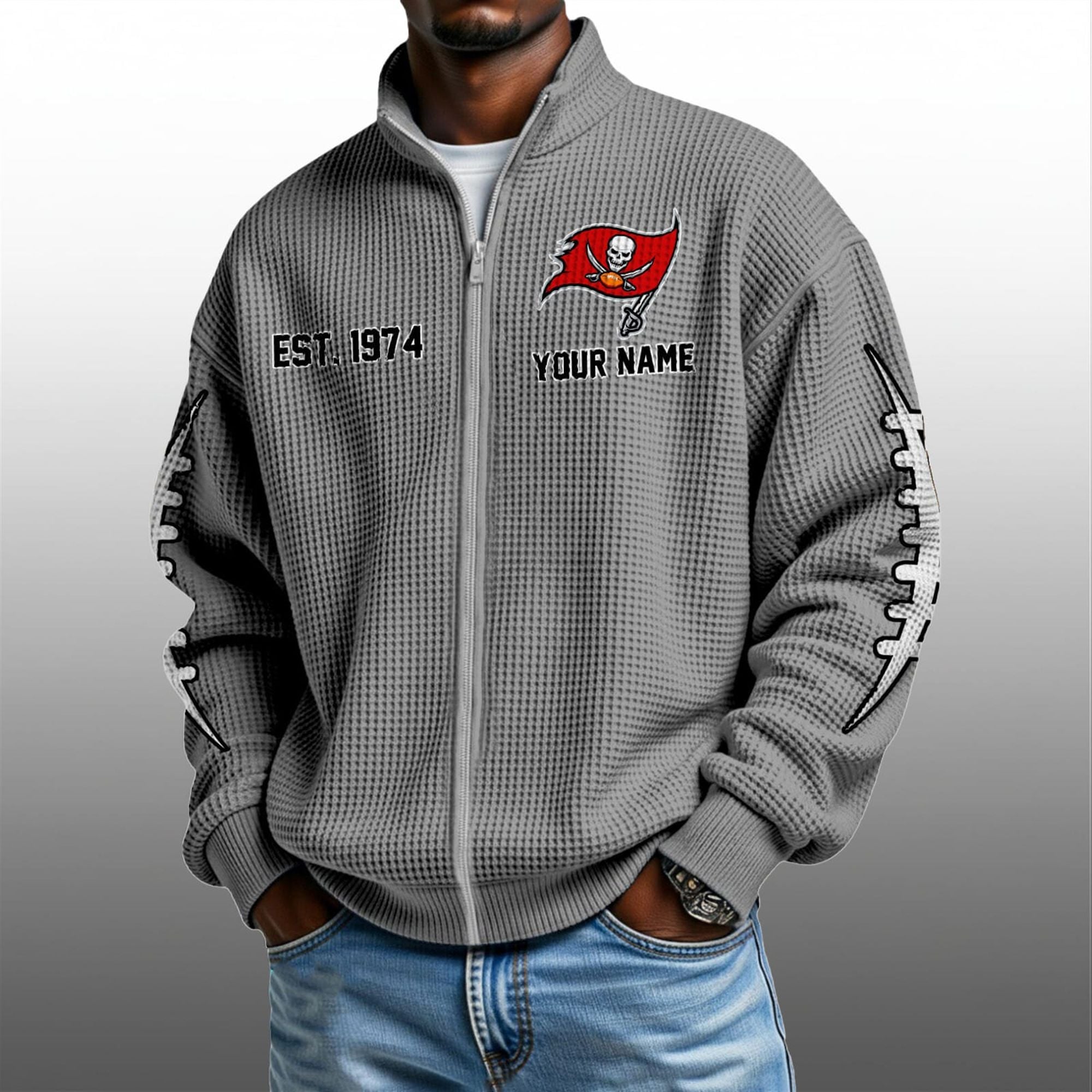 Tb Buccaneers EST 1974 Quarter Zip Waffle Sweatshirt 3 Tb Buccaneers EST 1974 Quarter Zip Waffe Sweatshirt 3