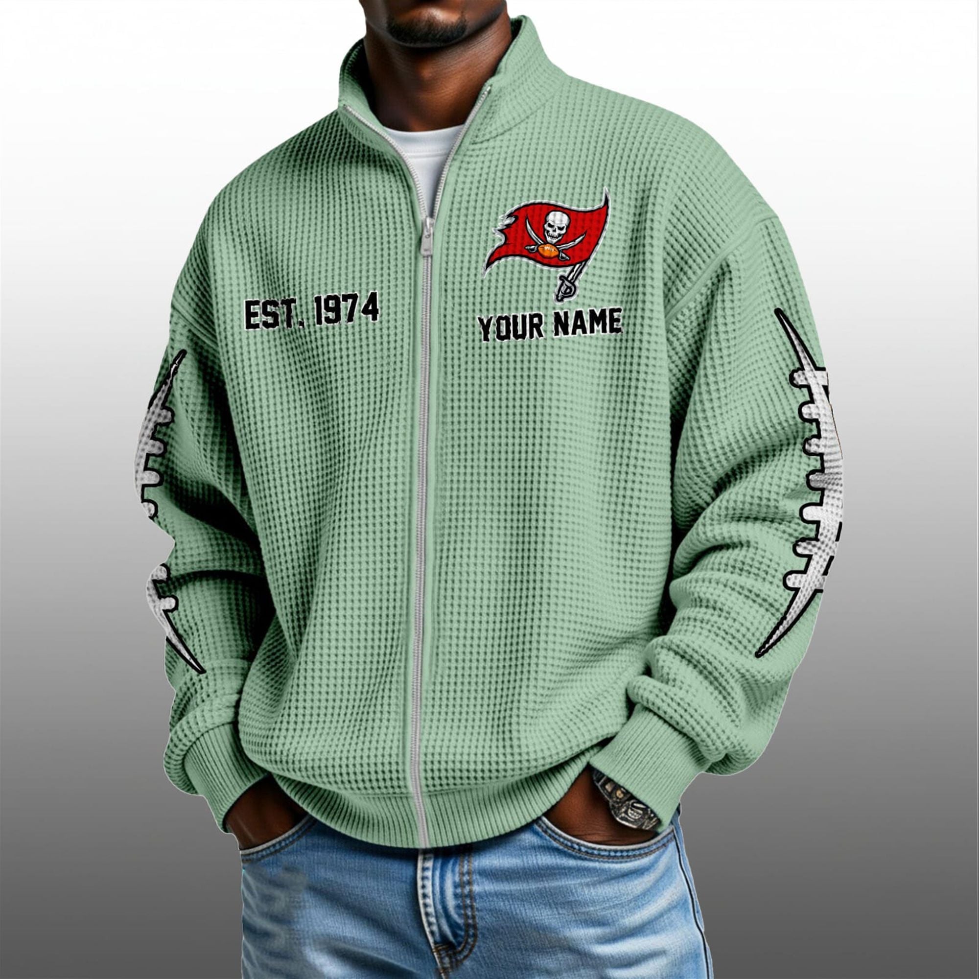 Tb Buccaneers EST 1974 Quarter Zip Waffle Sweatshirt 5 Tb Buccaneers EST 1974 Quarter Zip Waffe Sweatshirt