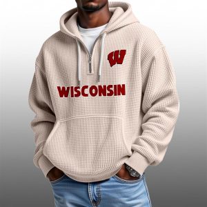 2026 Wisconsin Badgers Waffle Zip Hoodie 1