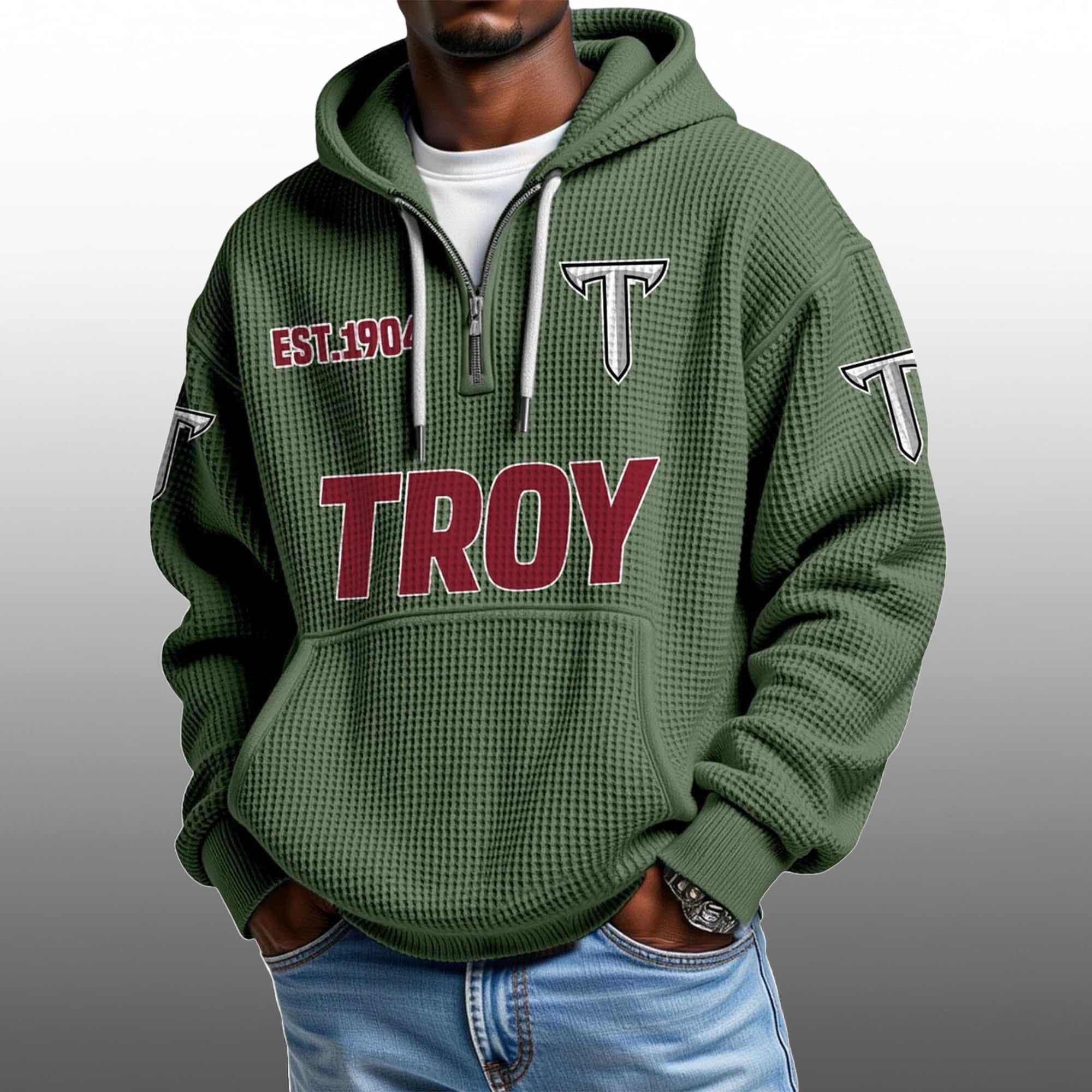Troy EST 1904 Half Quarter Zip Waffle Hoodie 3 Troy EST 1904 Half Quarter Zip Waffle Hoodie 3