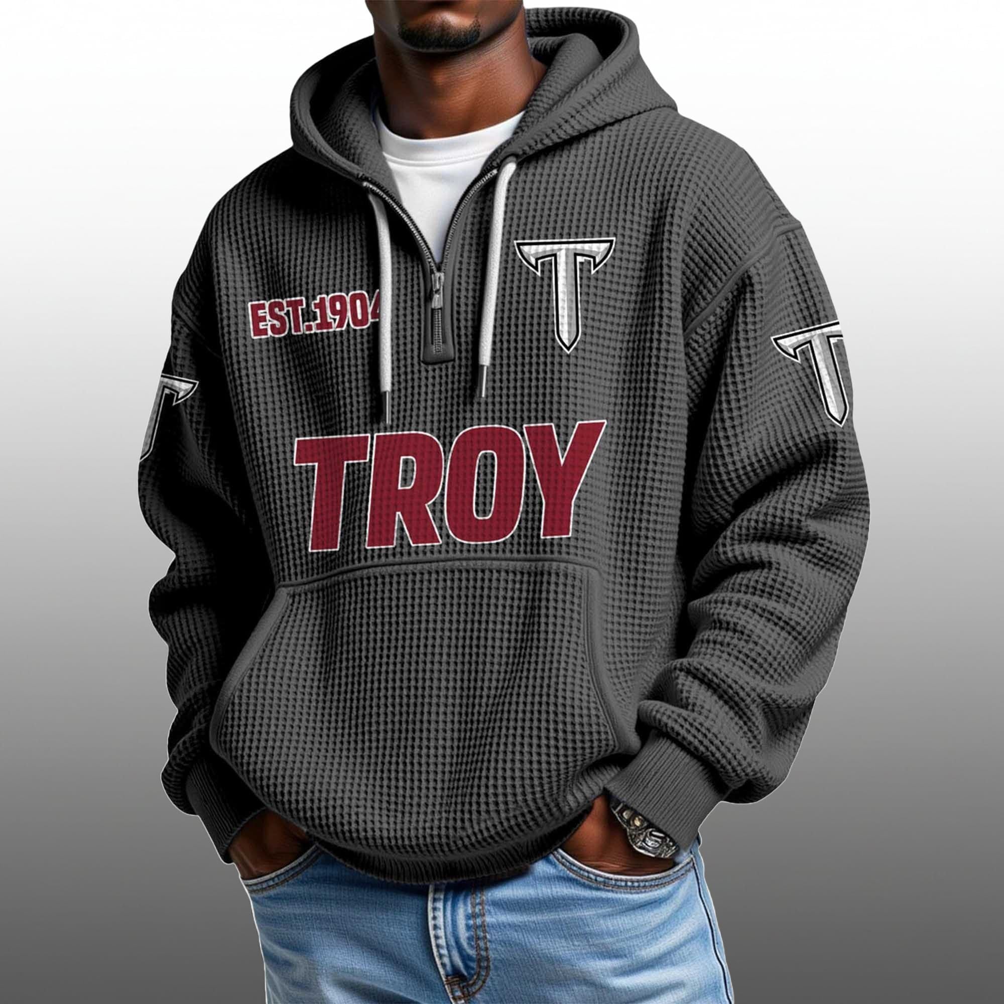 Troy EST 1904 Half Quarter Zip Waffle Hoodie 4 Troy EST 1904 Half Quarter Zip Waffle Hoodie 4
