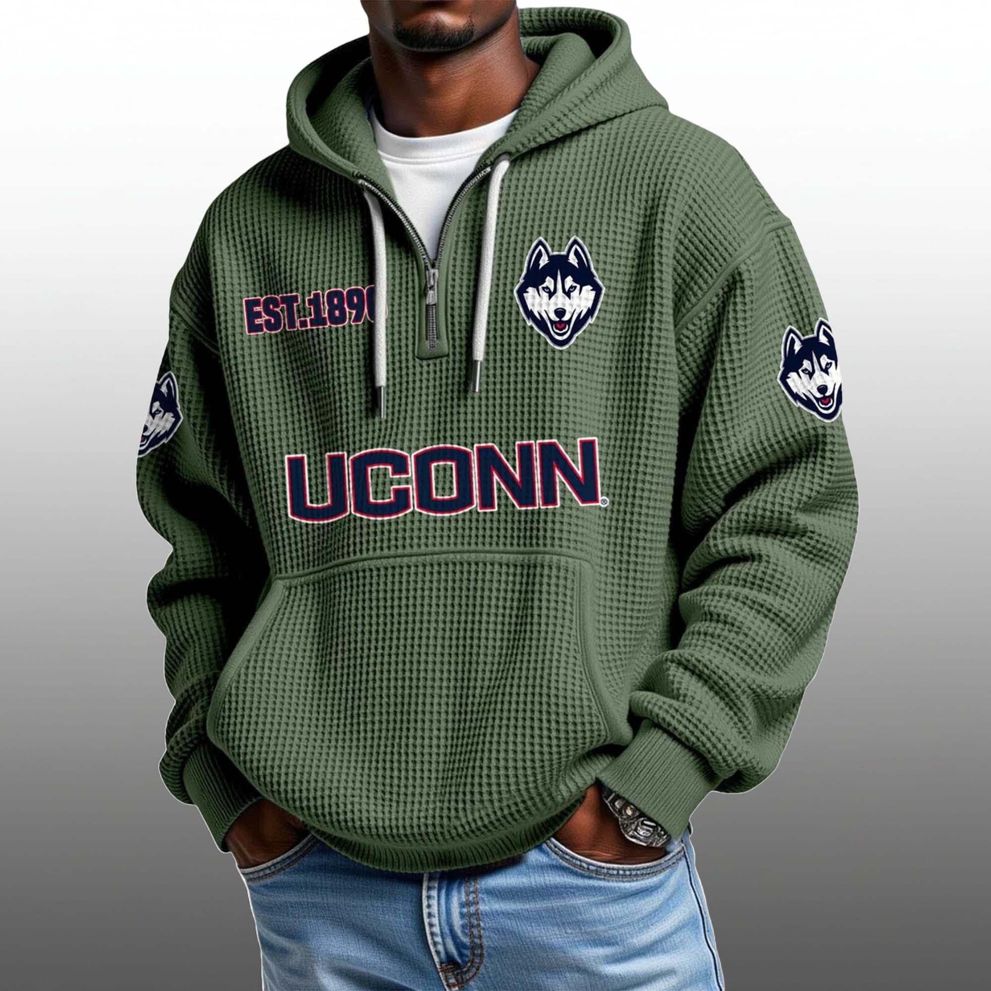UConn EST 1890 Half Quarter Zip Waffle Hoodie 1 UConn EST 1890 Half Quarter Zip Waffle Hoodie 1