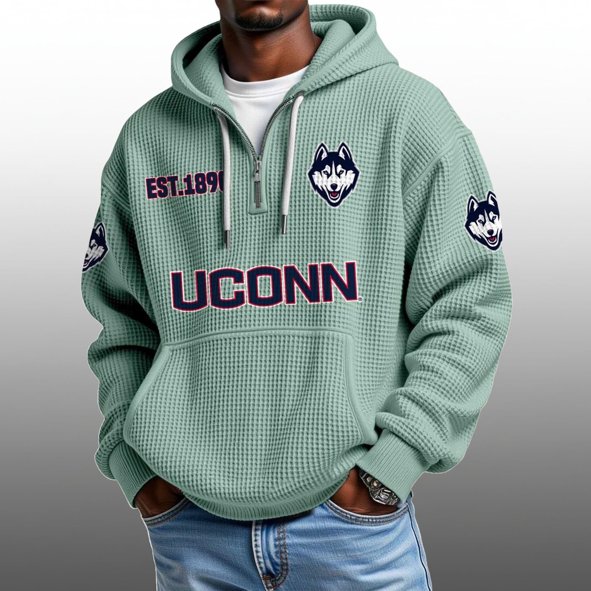 UConn EST 1890 Half Quarter Zip Waffle Hoodie 2 UConn EST 1890 Half Quarter Zip Waffle Hoodie 2