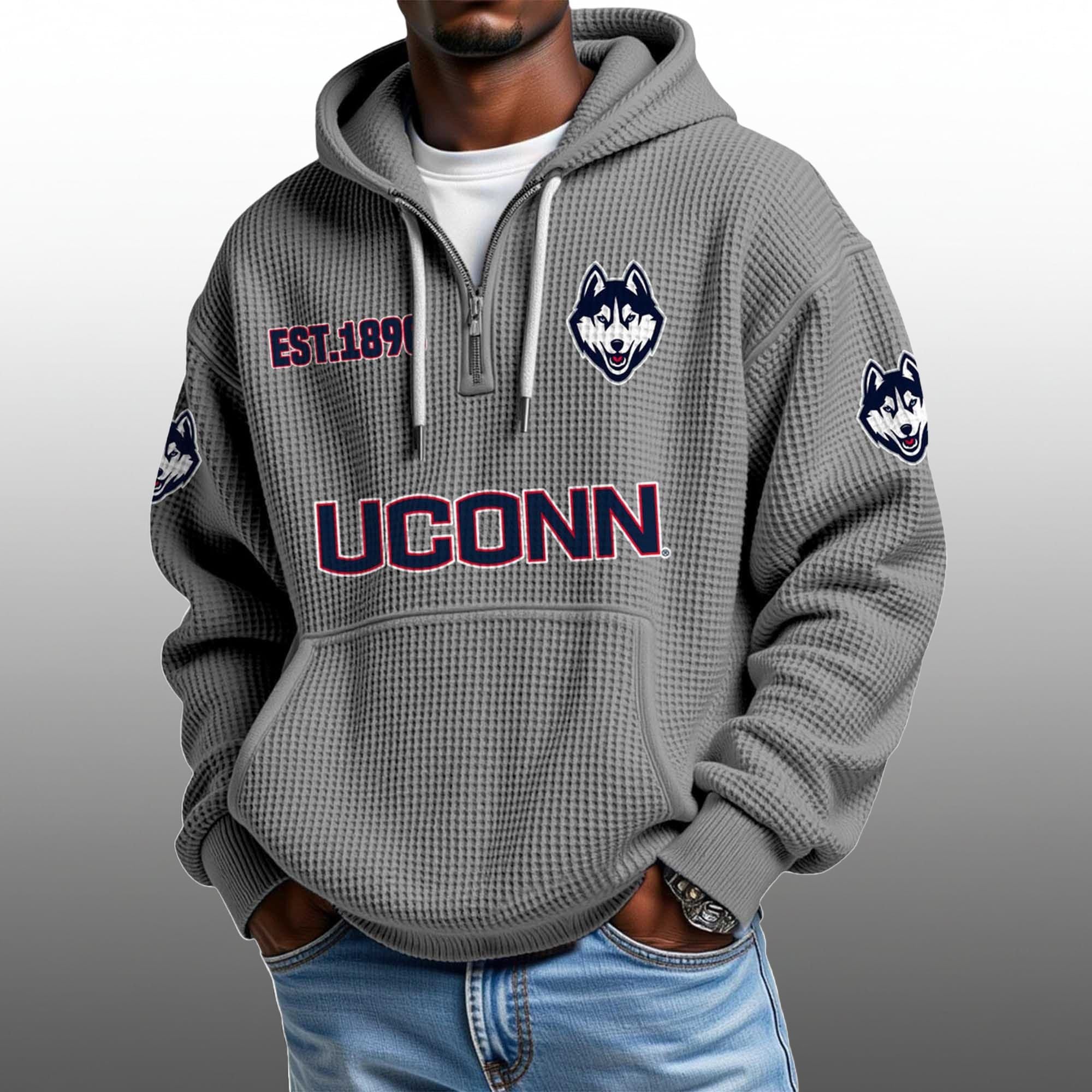 UConn EST 1890 Half Quarter Zip Waffle Hoodie 3 UConn EST 1890 Half Quarter Zip Waffle Hoodie 3