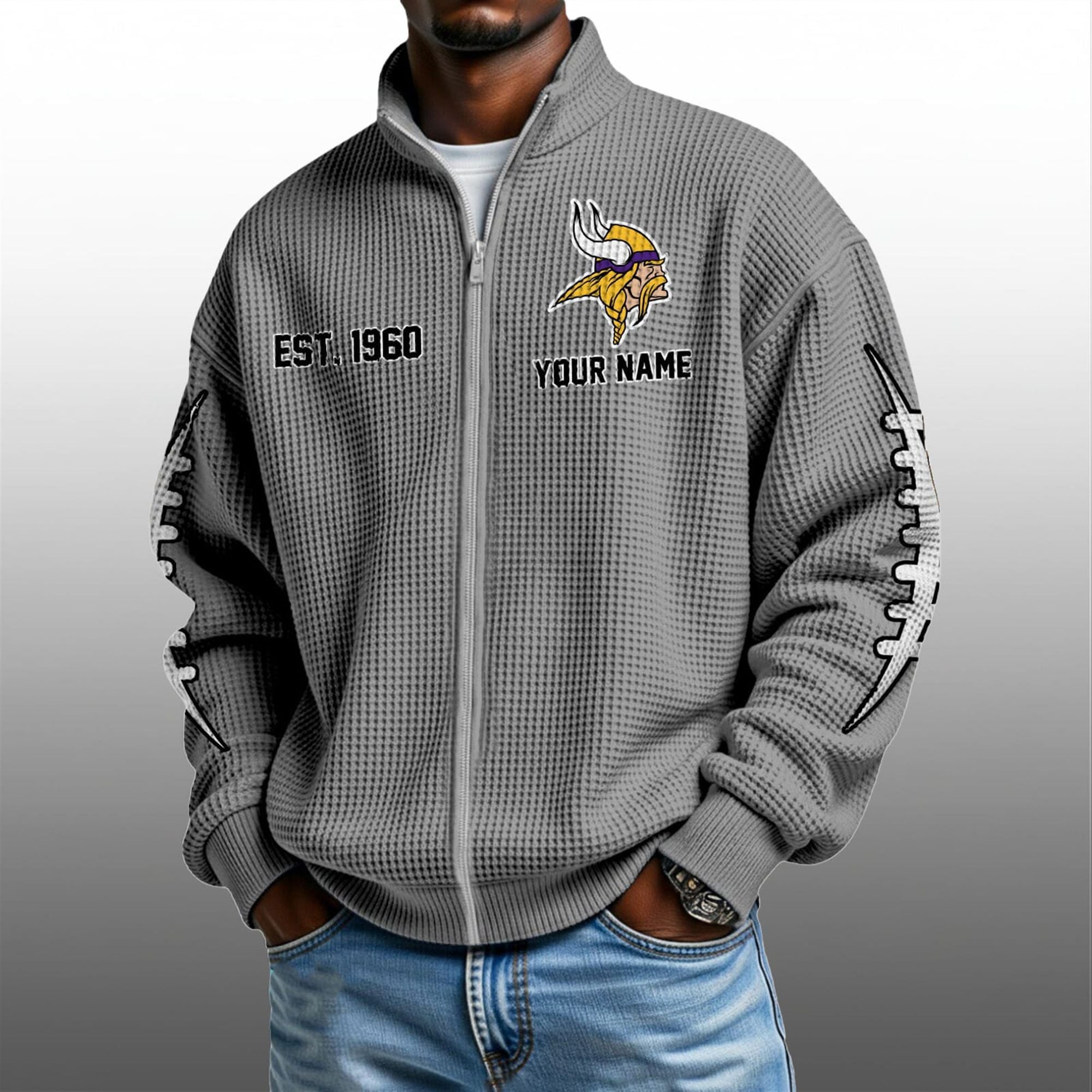 Vikings EST 1960 Quarter Zip Waffle Sweatshirt 3 Vikings EST 1960 Quarter Zip Waffe Sweatshirt 3