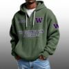 Washington Huskies EST 1889 Half Quarter Zip Waffle Hoodie 1