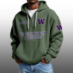 Washington Huskies EST 1889 Half Quarter Zip Waffle Hoodie
