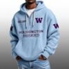 Washington Huskies EST 1889 Half Quarter Zip Waffle Hoodie 2