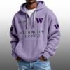 Washington Huskies EST 1889 Half Quarter Zip Waffle Hoodie 3
