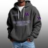 Washington Huskies EST 1889 Half Quarter Zip Waffle Hoodie 4