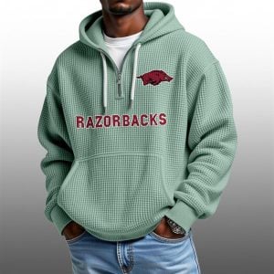 2026 Razorbacks Waffle Zip Hoodie 1