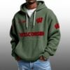 Wisconsin EST 1889 Half Quarter Zip Waffle Hoodie 3
