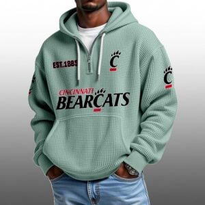 Cincinnati Bearcats EST 1885 Half Quarter Zip Waffle Hoodie 1
