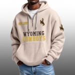 Wyoming Cowboys EST 1893 Half Quarter Zip Waffle Hoodie