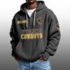 Wyoming Cowboys EST 1893 Half Quarter Zip Waffle Hoodie 4