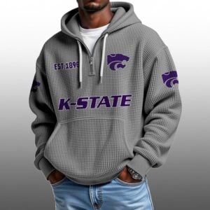 Kansas State EST 1896 Half Quarter Zip Waffle Hoodie 1