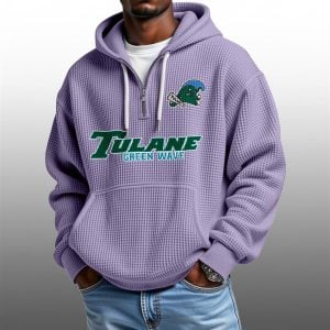 2026 Tulane Green Wave Waffle Zip Hoodie 1
