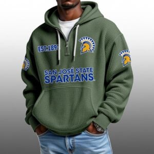 San Jose State Spartans EST 1893 Half Quarter Zip Waffle Hoodie 1