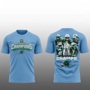 1 Tulane Green Wave American Football AAC Champions 2025 Shirt