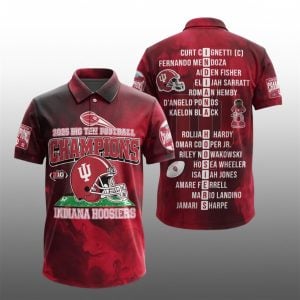 2025 Big Ten Football Champions Indiana Hoodiers Polo Shirt 1