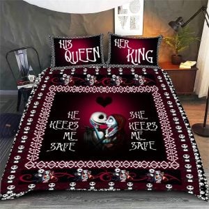 Jack and Sally He Keeps Me Safe She Keeps Me Safe Bedding Set