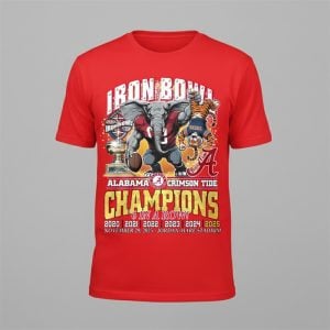 Alabama Crimson Tide Iron Bowl 6 In A Row Champions 2025 Shirt 5 0