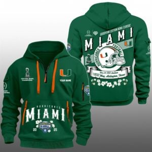 2025 Hurricanes Goodyear Cotton Bowl Champions Quarter Zip Hoodie 1