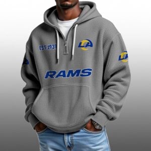 Rams EST 1937 Half Quarter Zip Waffle Hoodie 1