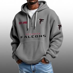 Falcons EST 1965 Half Quarter Zip Waffle Hoodie 1