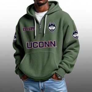 UConn EST 1890 Half Quarter Zip Waffle Hoodie 1