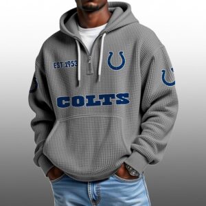 Colts EST 1953 Half Quarter Zip Waffle Hoodie 1