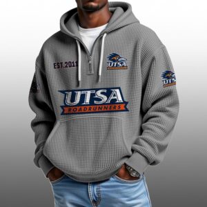 Utsa Roadrunners EST 2011 Half Quarter Zip Waffle Hoodie 1