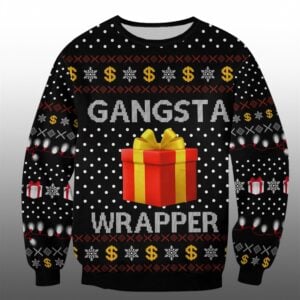 Queens Coach Grant Leonard Gangsta Wrapper Christmas Ugly Sweater 1
