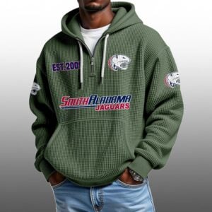 South Alabama Jaguars EST 2009 Half Quarter Zip Waffle Hoodie 1