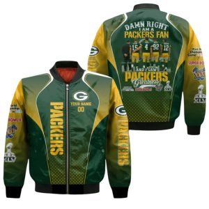 2026 Damn Right I Am A Packers Fan And I Saw Packers Greatness Bomber Jacket 1