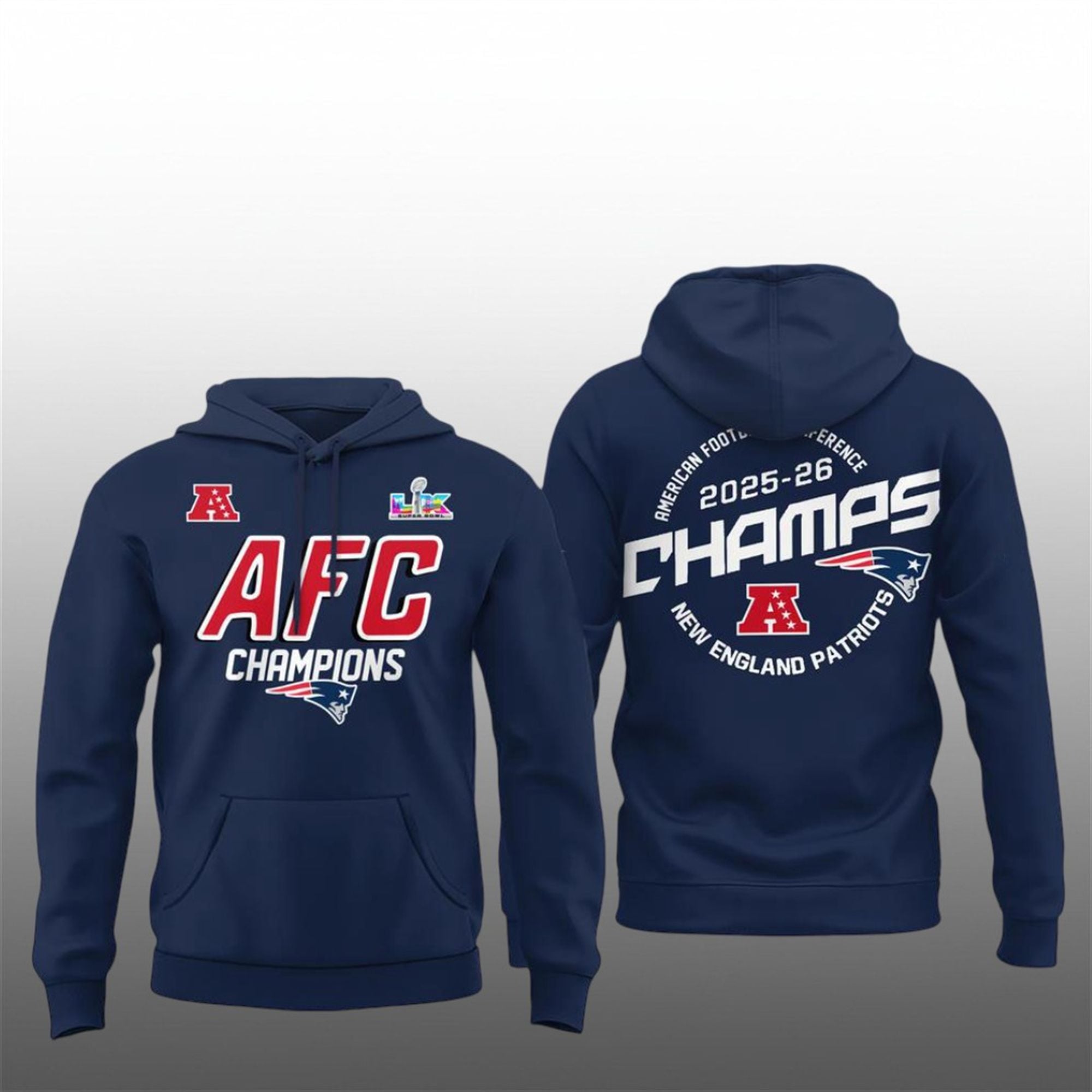 2026 NE Patriots AFC Champions Hoodie 1 1 2026 NE Patriots AFC Champions Hoodie