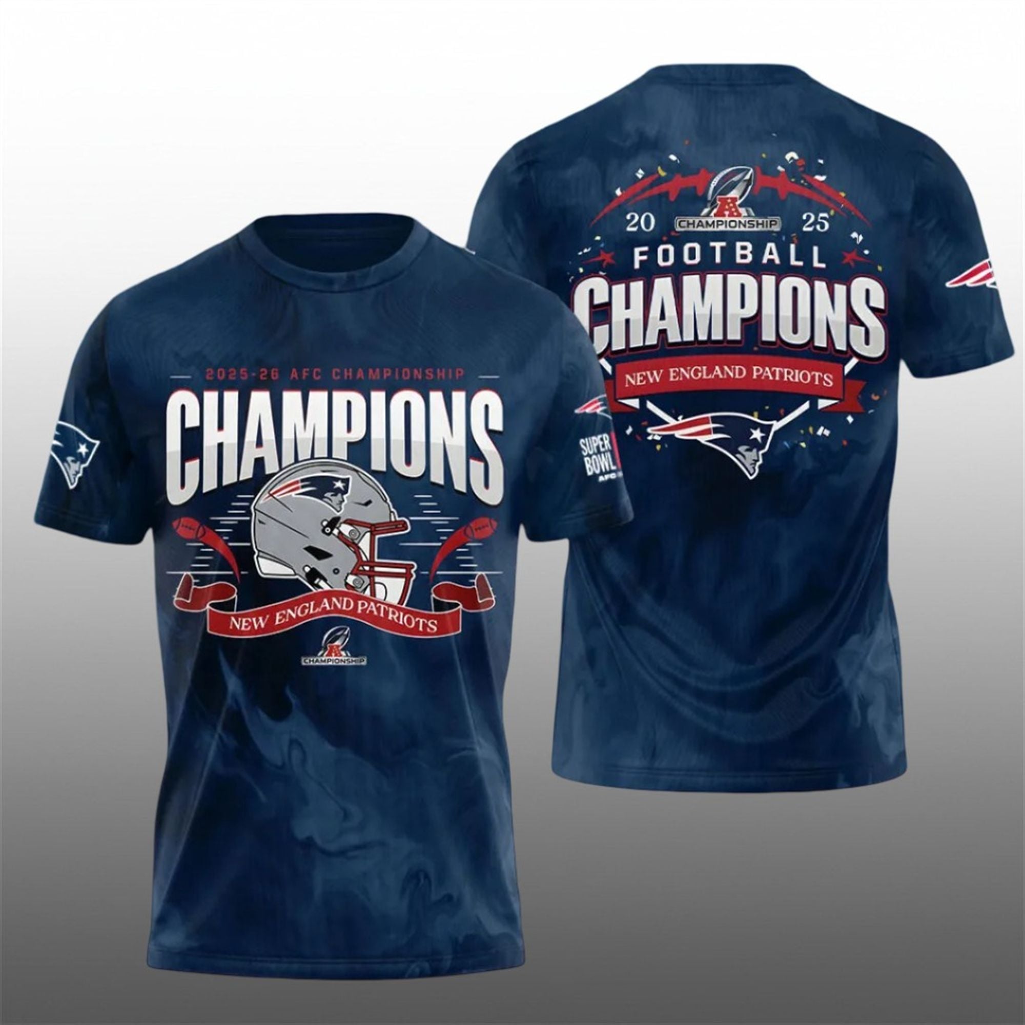 1 Patriots 2026 AFC Championship Champions Football Shirt 1 Patriots 2026 AFC Championship Champions Football Shirt