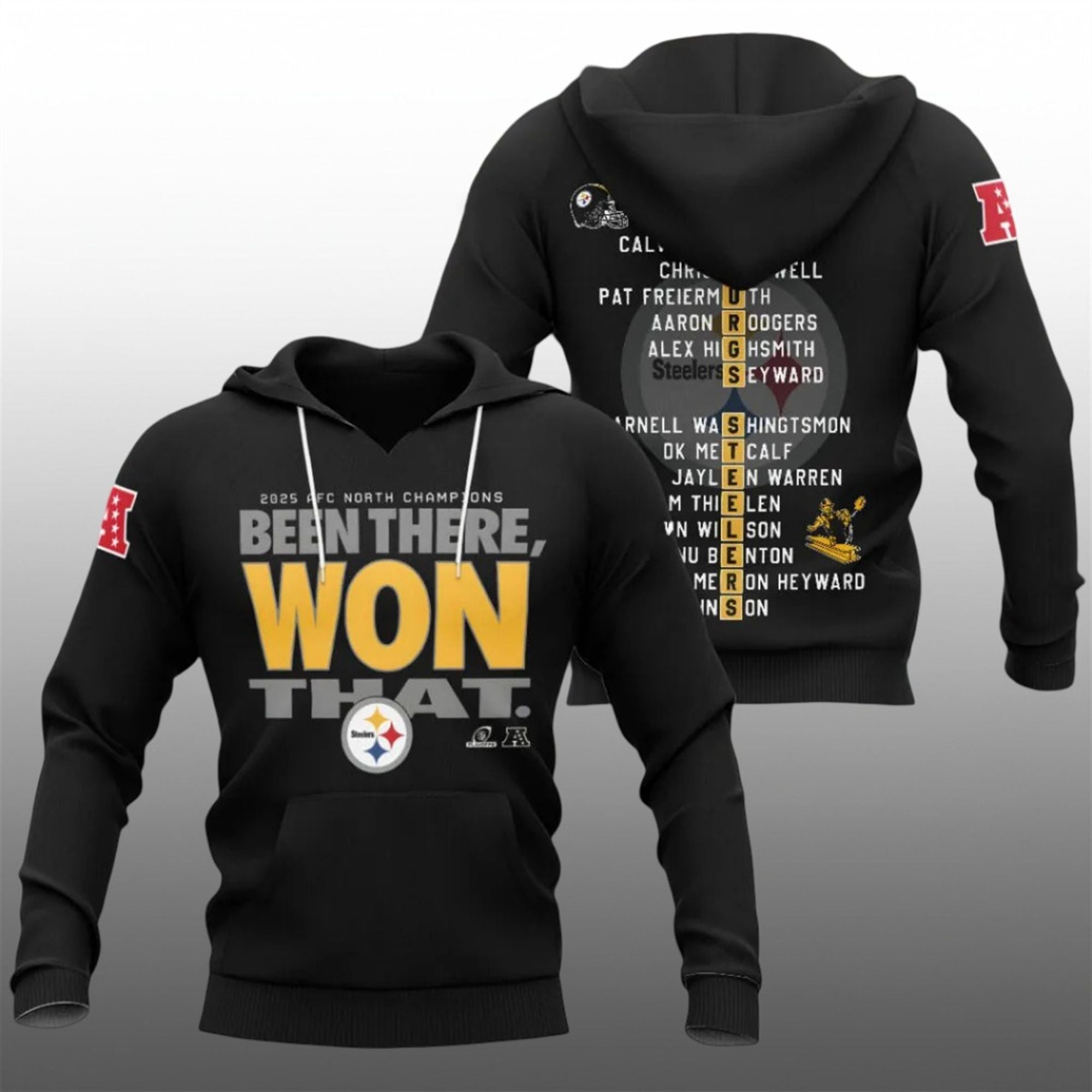 10 Steelers 2025 AFC North Champions Been There Won That Hoodie 10 Steelers 2025 AFC North Champions Been There Won That Hoodie