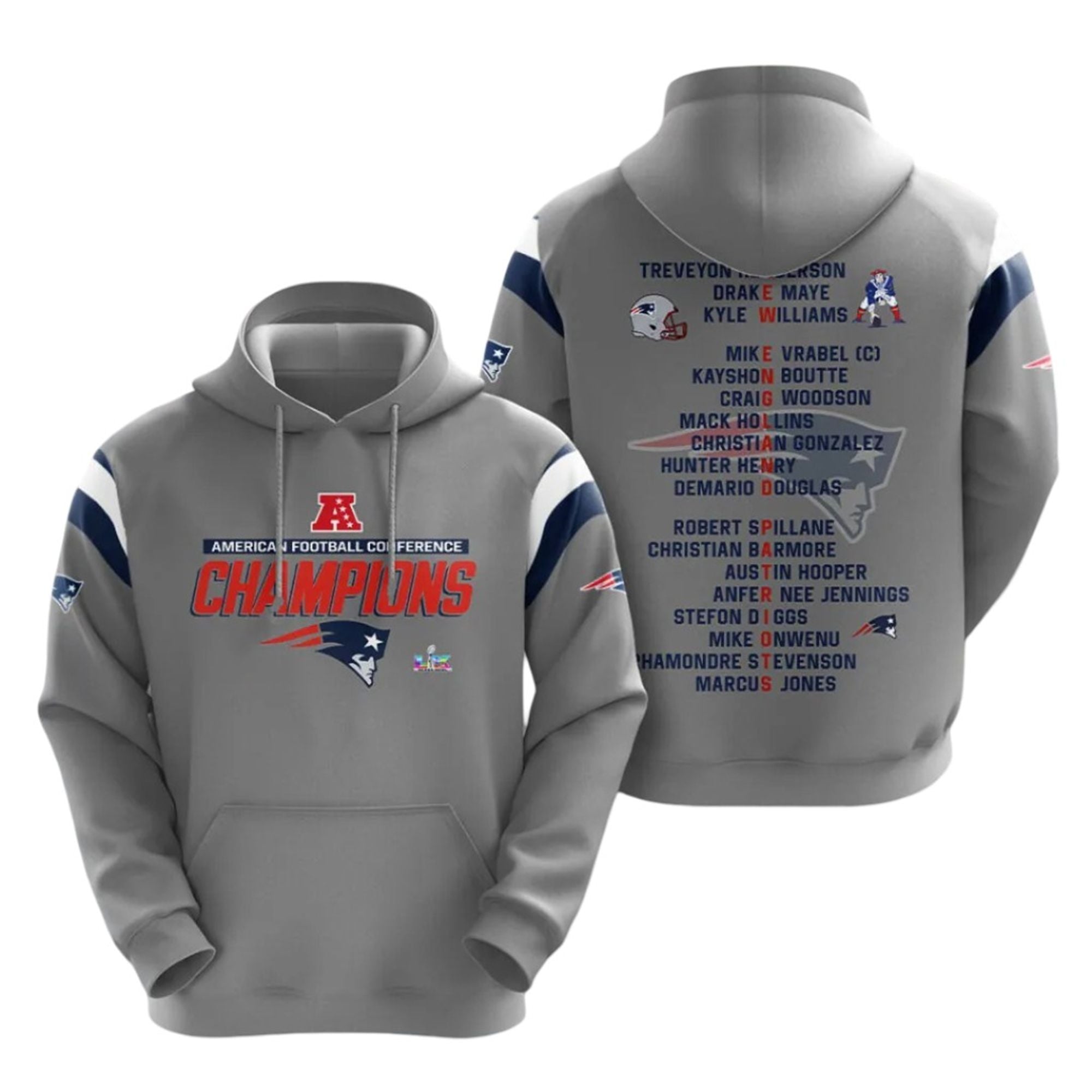 2026 NE Patriots AFC Champions SB LX Players Shirt 2 11 2026 NE Patriots AFC Champions SB LX Players Hoodie