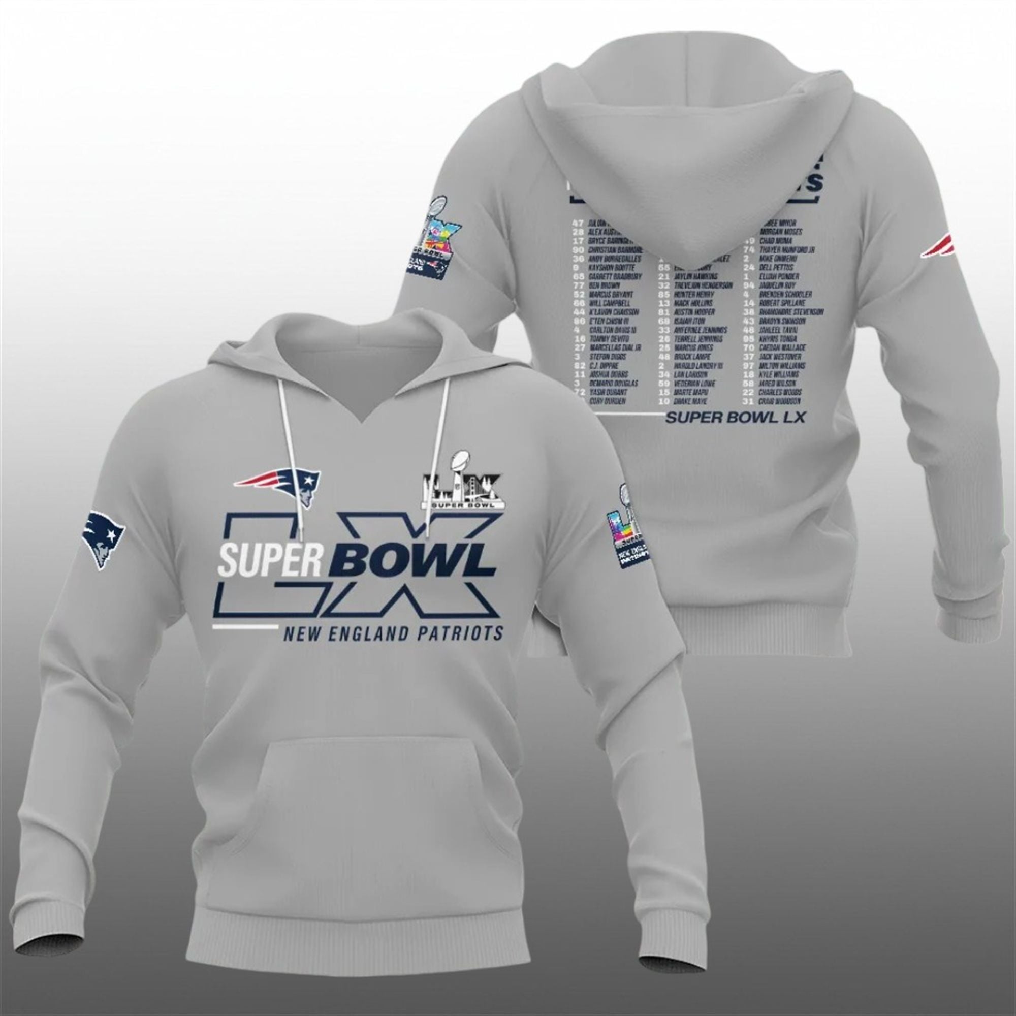 14 NE Patriots AFC Champions Bowl LX Players Hoodie 2026 NE Patriots AFC Champions Bowl LX Players Hoodie