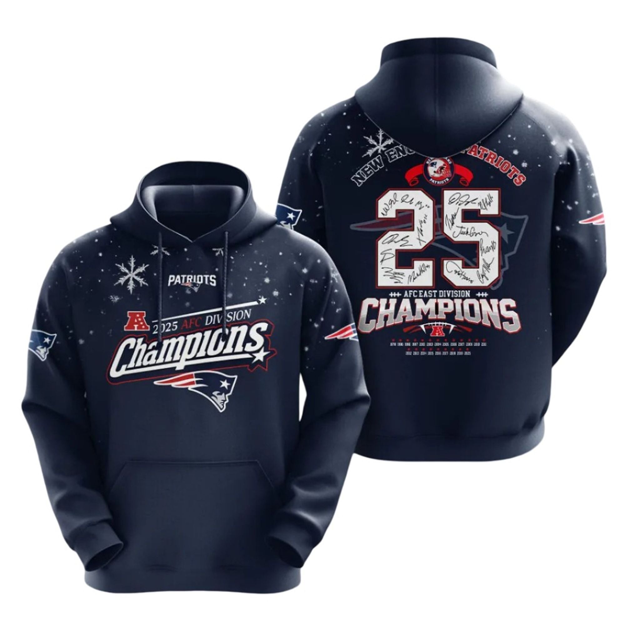 Patriots 2025 AFC Division Champions Signature Shirt 2 2 Patriots 2025 AFC Division Champions Signature Hoodie