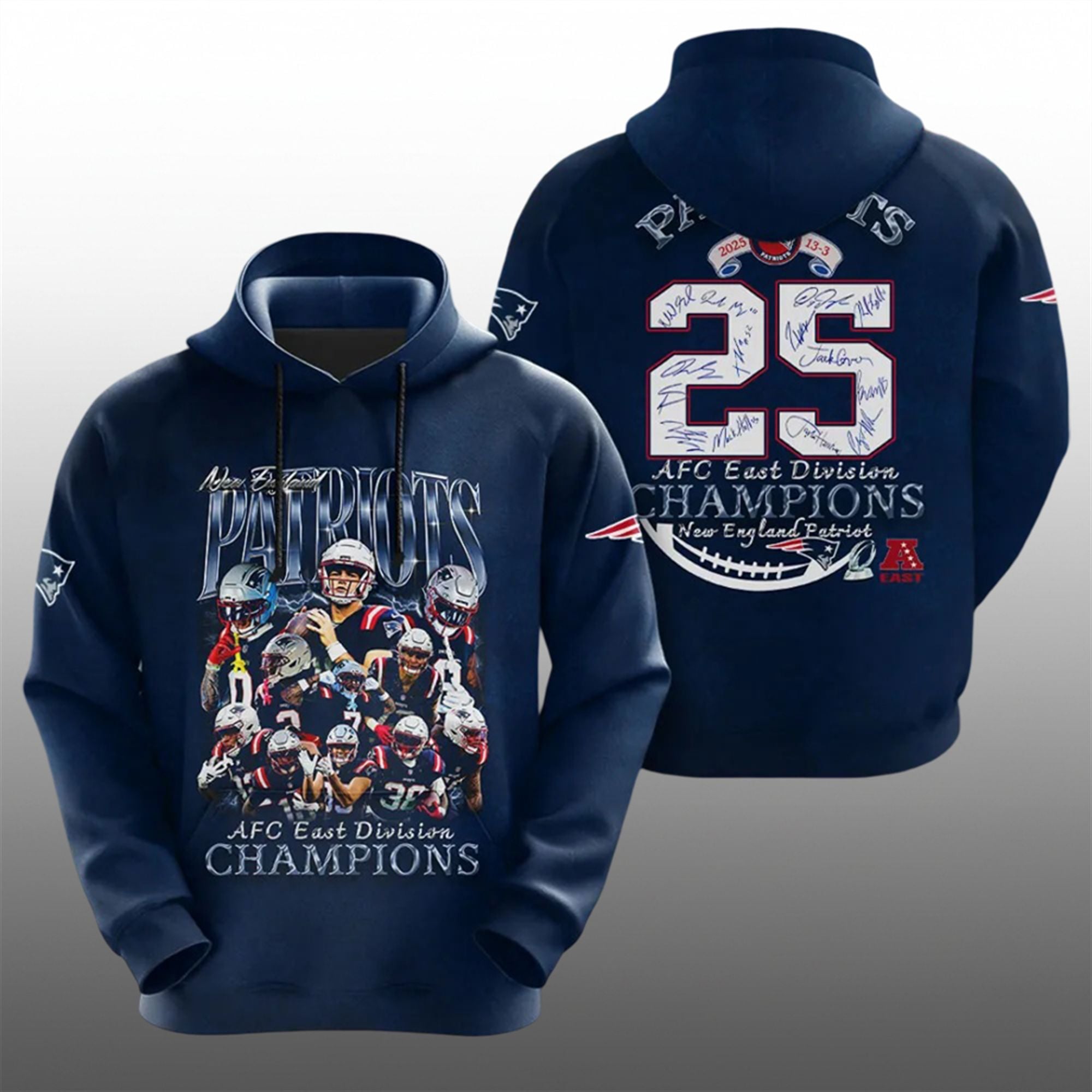 NE Patriots 2025 AFC East Division Champions Shirt 2 2 Patriots 2025 AFC East Division Champions Hoodie