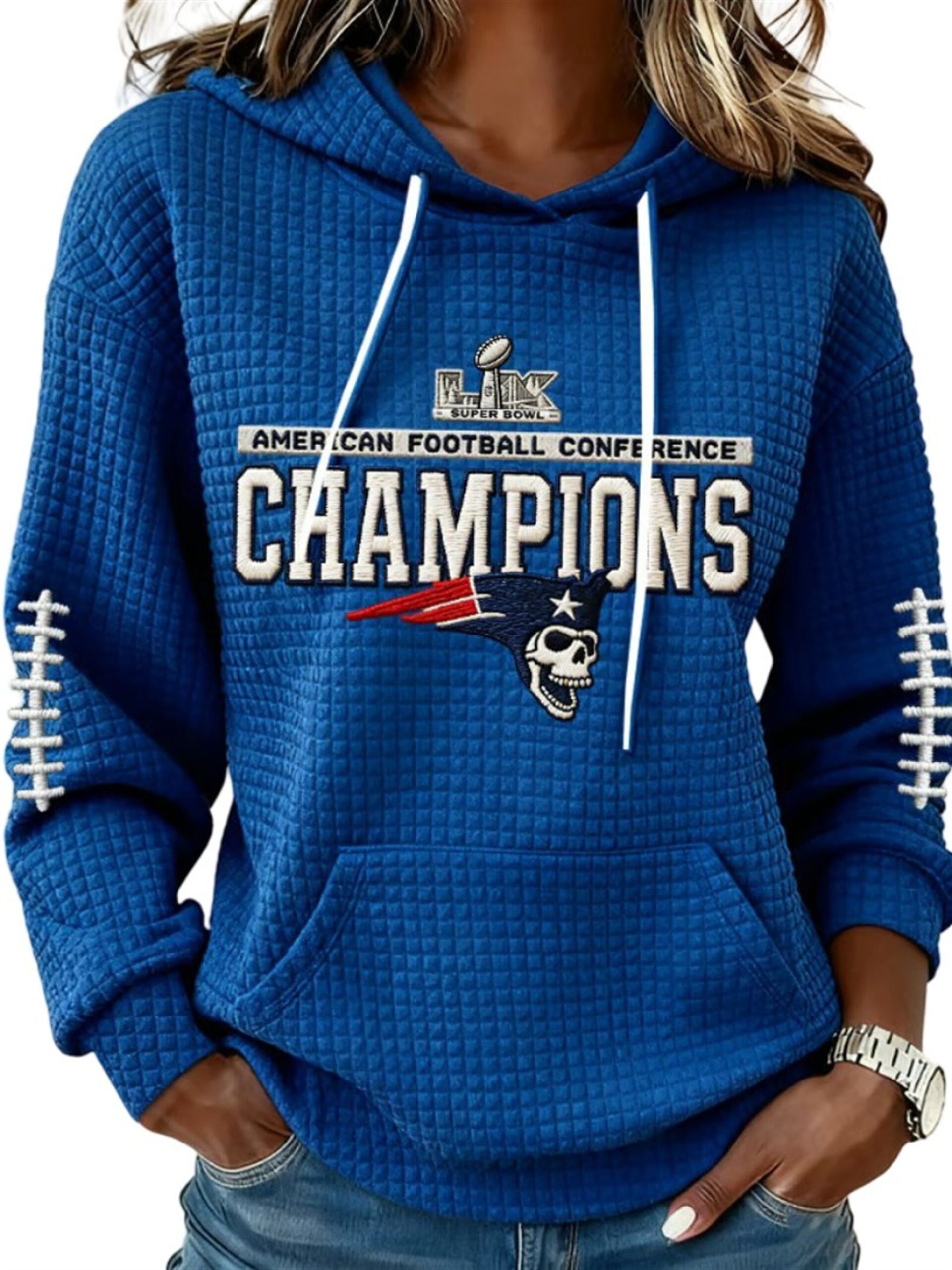 2026 NE Patriots AFC Champions SB LX Waffle Hoodie 2 2026 NE Patriots AFC Champions SB LX Waffle Hoodie 2
