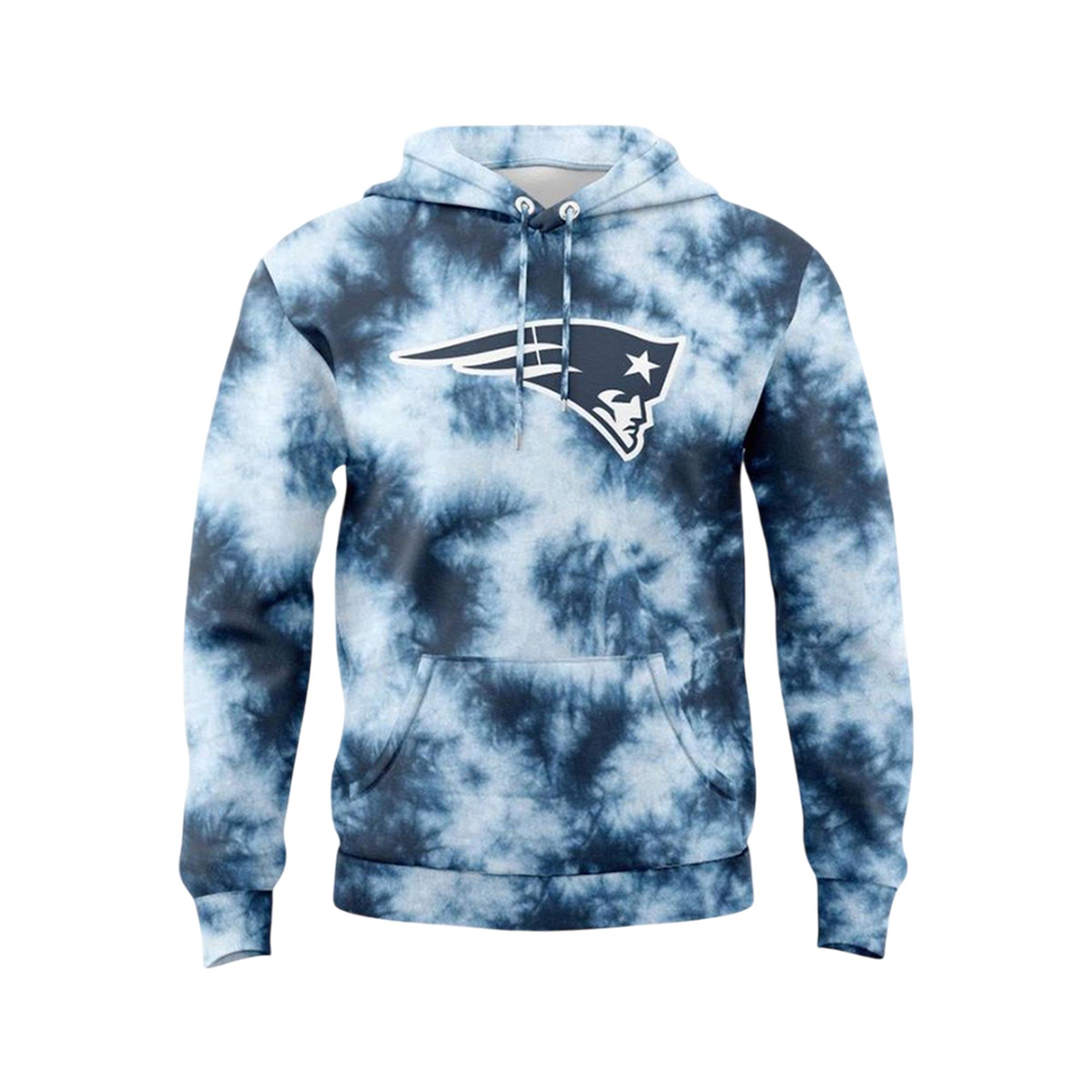 2026 NE Patriots Blue Tie Dye Hoodie 2 2026 NE Patriots Blue Tie Dye Hoodie 1