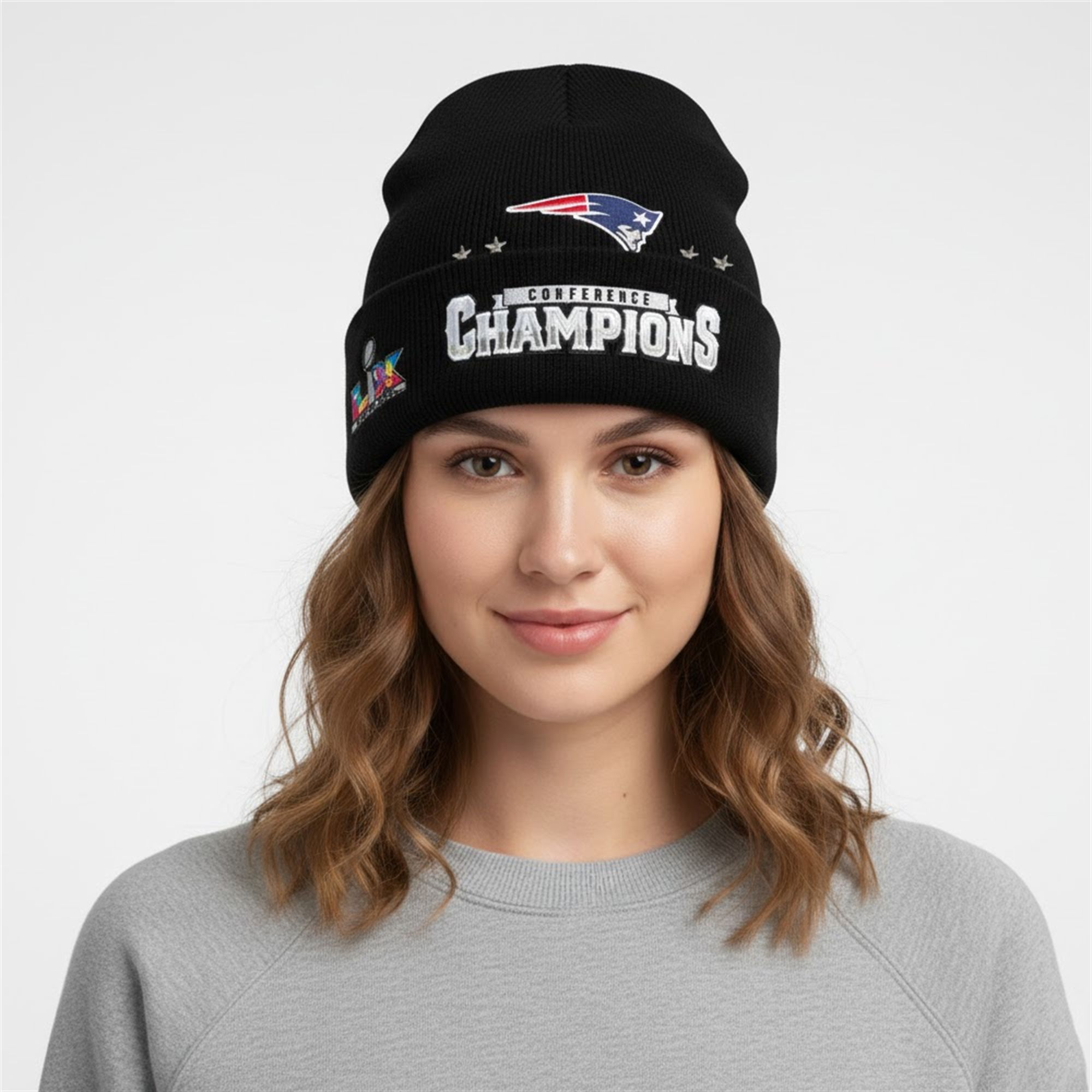 2026 NE Patriots Conference Champions Beanie Hat 2 2026 NE Patriots Conference Champions Beanie Hat 2