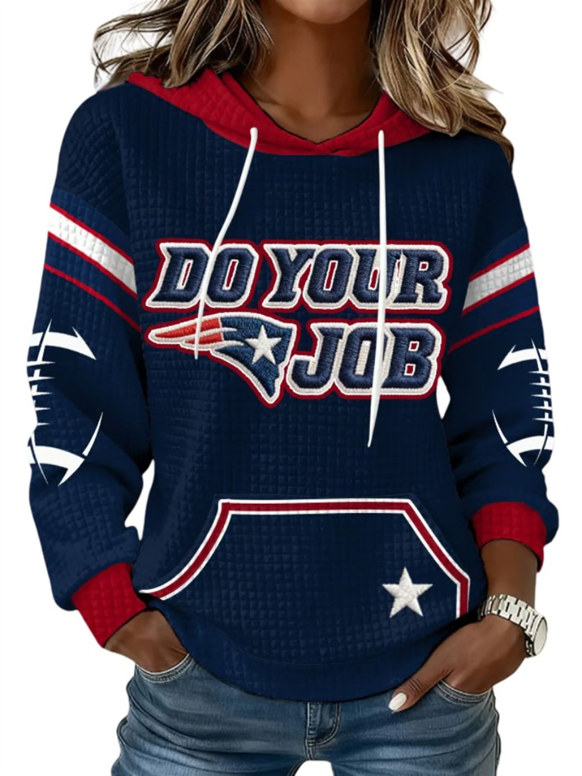 2026 NE Patriots Do Your Job Waffle Hoodie 2026 NE Patriots Do Your Job Waffle Hoodie