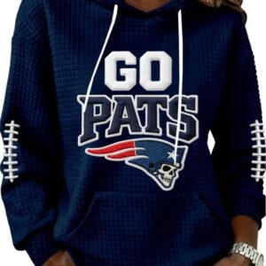 2026 NE Patriots Go Pats Waffle Hoodie 1