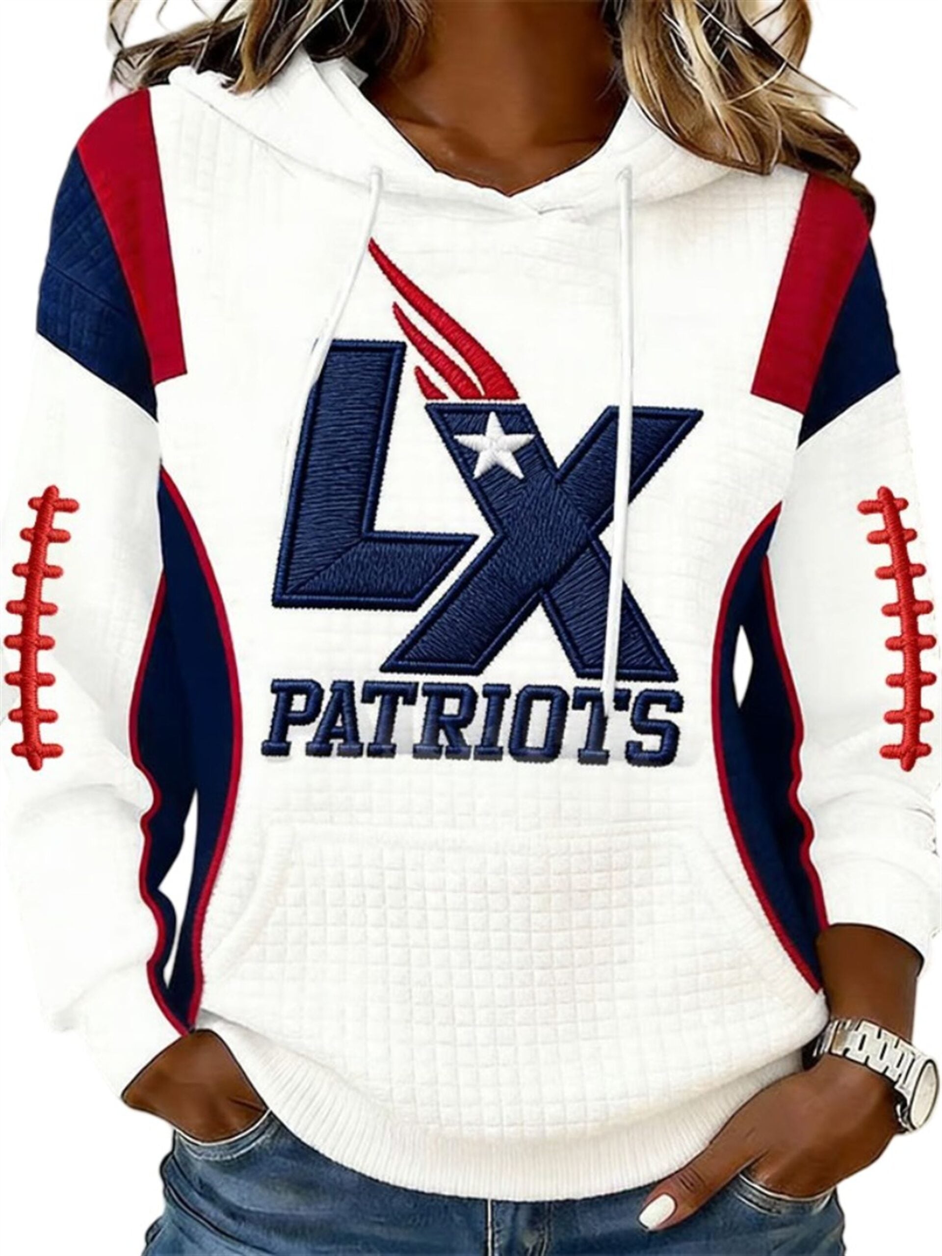 2026 NE Patriots LX SB Waffle Hoodie 2026 NE Patriots LX SB Waffle Hoodie